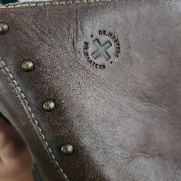 Doc Martens size 10 Brown Leather High Heel Studded Mule Una Clogs Shoes - Picture 6 of 8